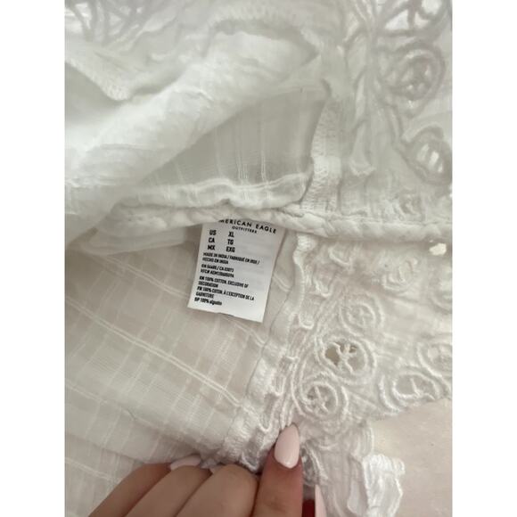 Women American Eagle Off The Shoulder Eyelet Top Size XL - Picture 7 of 7